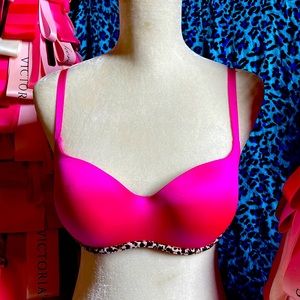 VS Hot Pink/ Leopard Print Balconnet Bra